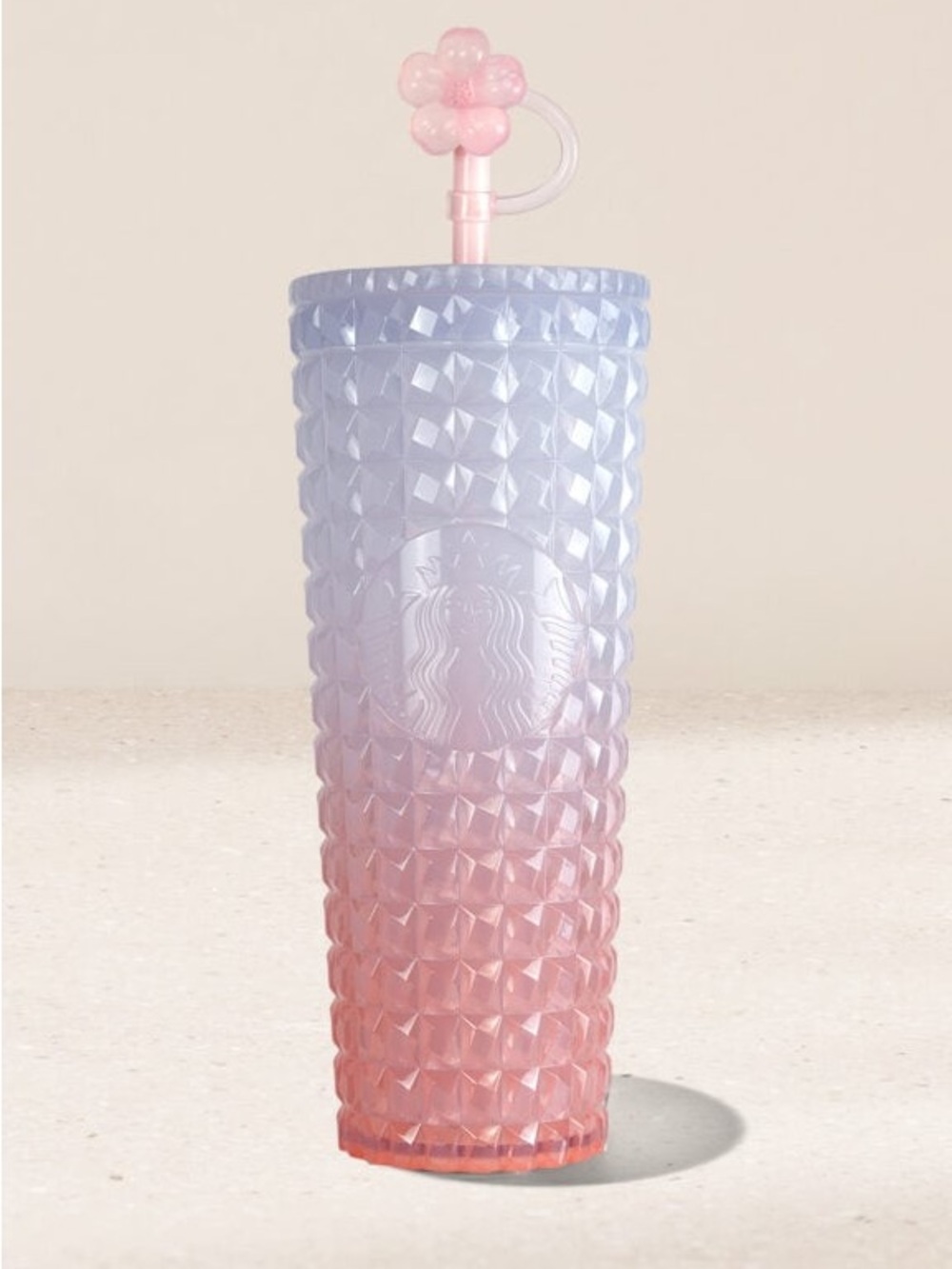 Starbucks Pink to Lavender Ombre Studded Tumbler with Flower Straw